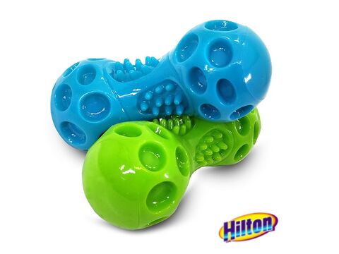 Hilton hračka pro psa dentální činka pískací 11,6 cm zelená