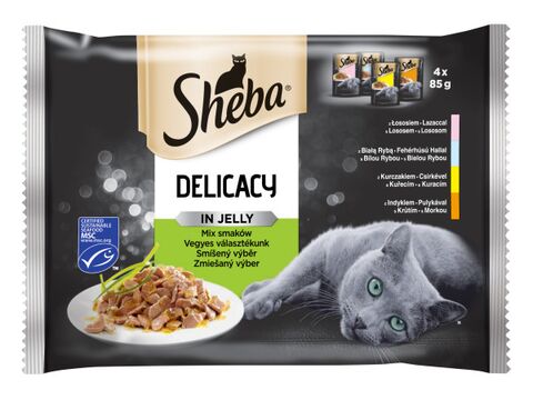Sheba Delicacy in jelly drůbeží výběr 4 x 85 g kapsa los.,bílá ryba, kuře,krůta doprodej
