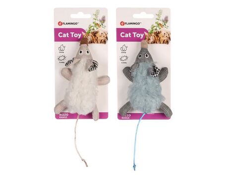 Flamingo hračka pro kočku myš 19,5 cm s Catnipem modrá