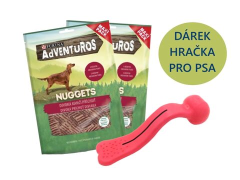 Balíček PURINA Adventuros Nuggets 2 x 300 g kančí  + dárek hračka jazyk