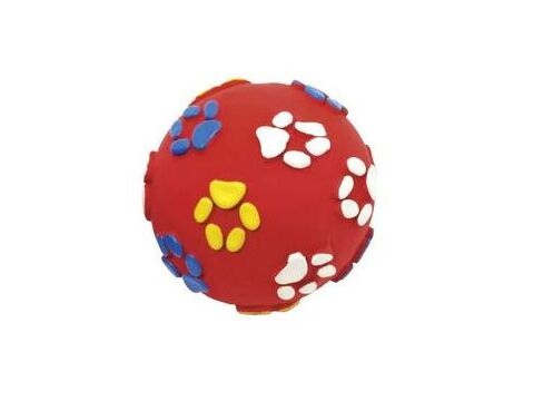 Flamingo hračka pro psa míček pískací pr. 8 cm s výstupky latex červená
