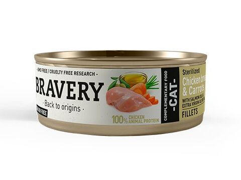 Bravery cat Sterilised 70 g chicken breast fillet/carrot/salmon oil exp. 6/2024