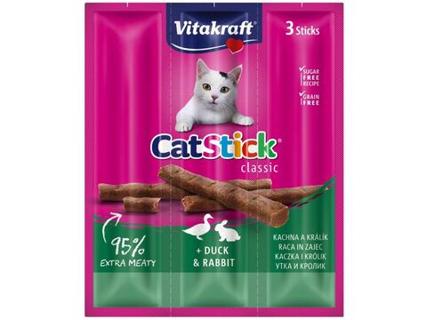 Vitakraft Cat Stick králík-kachna 3 x 6 g +dárek Vitakraft Cat Yums 12 g játrovka
