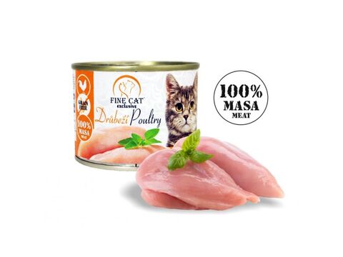 FINE CAT Exclusive konzerva pro kočky drůbeží 100% masa 200 g