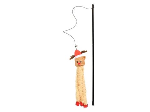 Flamingo hračka pro kočku vánoční mávátko sob žlutý