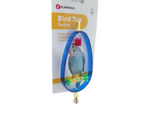 Flamingo hračka houpačka se zvonkem 8,5 x 1,5 x 21,5 cm pro malé papoušky plast modrá