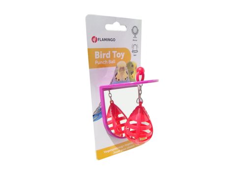 Flamingo hračka boxovací míč se zrcátkem 8 x  6 x 9,5 cm pro malé papoušky fialová