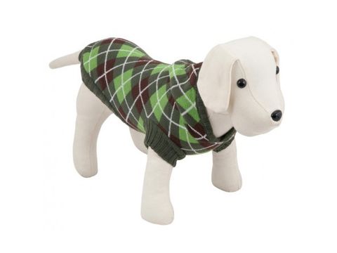 Nayeco svetr pro psa s kapucí zeleno šedá kostka 35 cm, obvod 36 cm doprodej