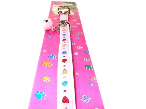 Tatrapet obojek pro kočky Basic 10 mm x 30 cm koženkový zdobený s gumičkou rolnič. růžový