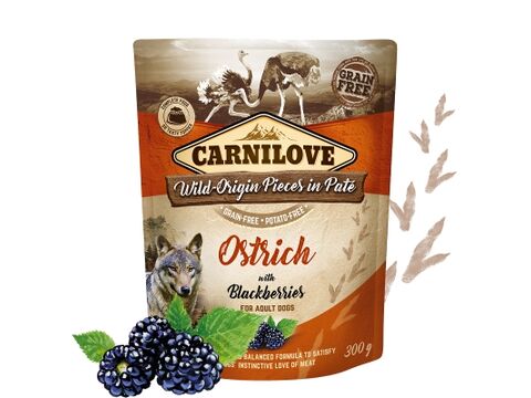 Carnilove Dog Pouch Paté Ostrich with Blackberries 300 g  3.188
