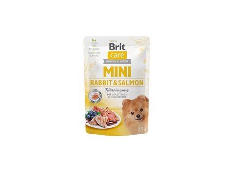 Brit Care Mini Rabbit & Salmon fillets in gravy 85g kapsa 3.053 