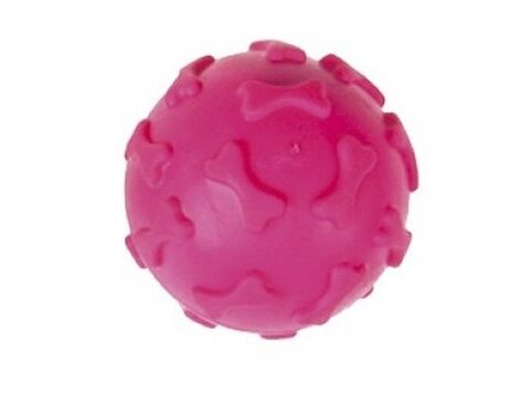 Tatrapet hračka pro psa míček s kostí 6 cm tvrdá guma růžová