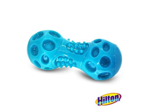 Hilton hračka pro psa dentální činka pískací 14,2 cm modrá