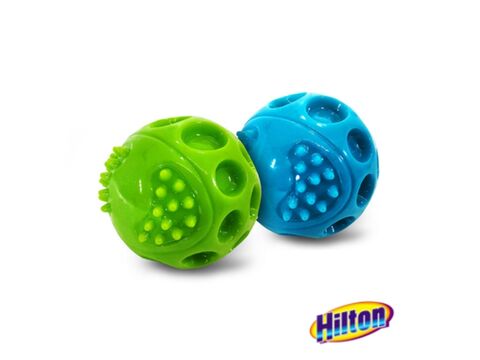 Hilton hračka pro psa dentální míček pískací 6,3 cm modrá