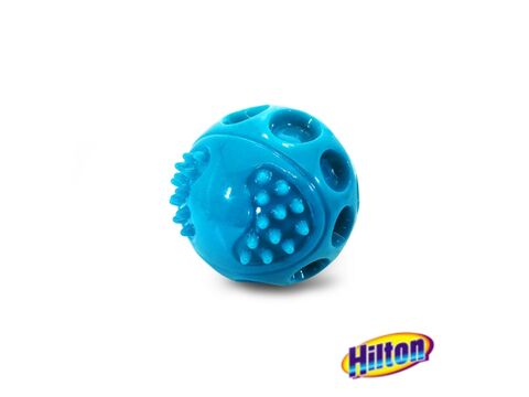 Hilton hračka pro psa dentální míček pískací 6,3 cm modrá