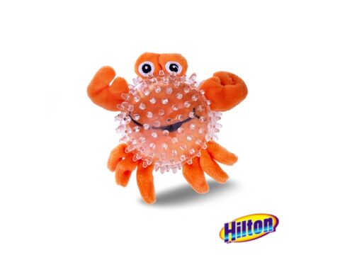 Hilton hračka pro psa dentální krab pískací 8 cm oranžová