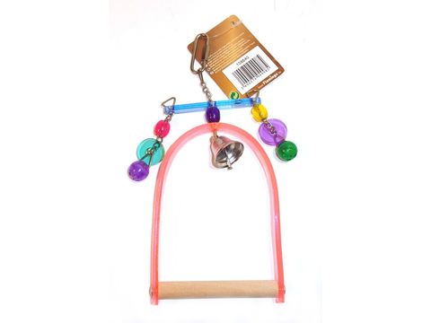 Flamingo hračka houpačka akrylová s hračkou a zvonkem XS 9.5x1x15cm růžová pro malé papouš
