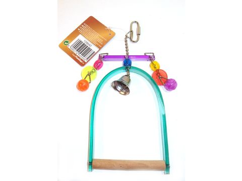 Flamingo hračka houpačka akrylová s hračkou a zvonkem XS 9.5x1x15cm zelená pro malé papouš