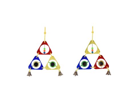 Flamingo hračka trojúhelník se zvonky 11 x 2 x 16 cm pro malé papoušky akryl