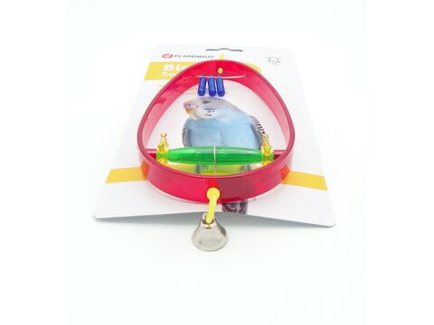 Flamingo hračka houpačka se zvonkem 8,5 x 1,5 x 21,5 cm pro malé papoušky plast červená