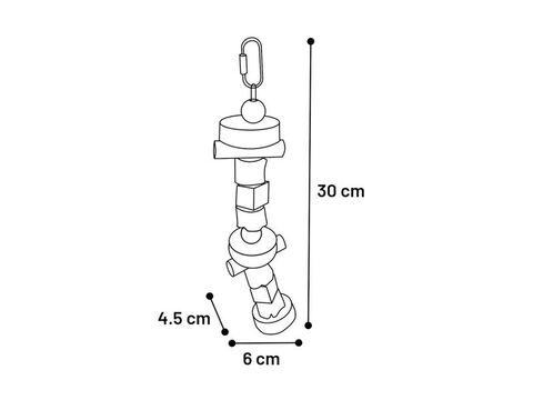 Flamingo hračka pro papoušky závěs dřevěný, sádrový s korálky 6 x 4,5 x 30 cm 