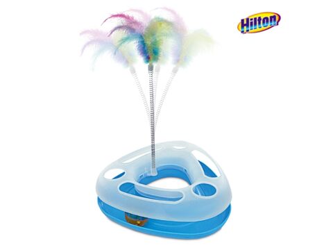 Hilton interaktivní hračka pro kočku 23 x 24 x 6 cm  s míčkem a pružinou modrá 