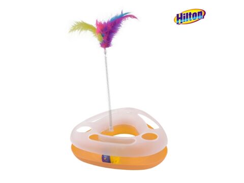 Hilton interaktivní hračka pro kočku 23 x 24 x 6 cm  s míčkem a pružinou žlutá