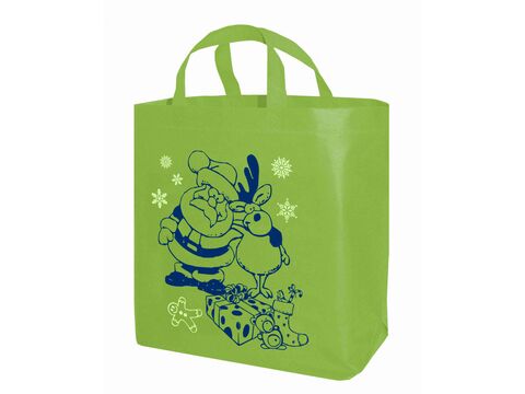 Nákupní vánoční taška na pamlsky 19 l 35 x 17 x 32 cm z netkané textilie zelená