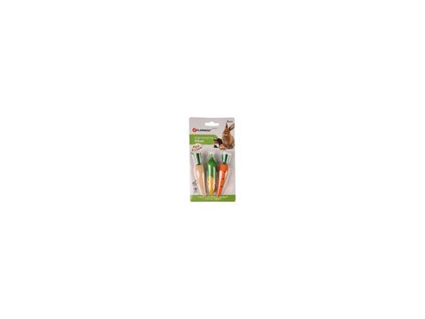 Flamingo hračka pro hlodavce 3 ks okusovací dřevěné zeleniny průměr 2cm, délka 10 cm 