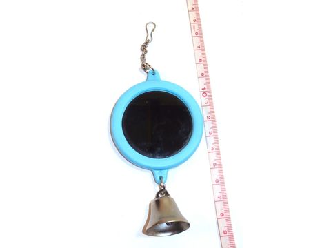 Tatrapet hračka zrcátko průměr 5,5 cm se zvonečkem délka 14 cm pro malé papoušky