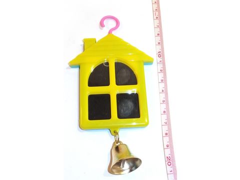 Tatrapet hračka domek závěsný plastový se zrcátkem 16 cm zeleno žlutá pro malé papoušky