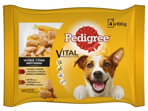 Pedigree adult hovězí a jehně ve šťávě 4 x 100 g