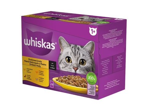 Whiskas Drůbeží hody ve šťávě 12 x 85 g kapsa kuře, kachna, drůbež, krůta