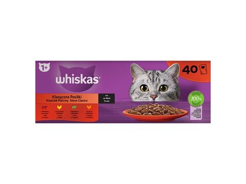 Whiskas Klasické pokrmy ve šťávě 40 x 85 g kapsa, kuře, hovězí, jehně, drůbež 