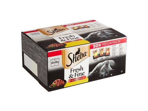 Sheba Fresh & Fine in sauce drůbeží 50 x 50 g kapsa kuře,kachna a krůta 