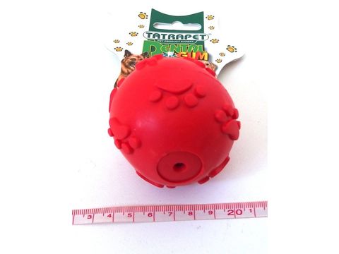Tatrapet hračka pro psa míček pískací 6 cm tvrdá guma červená