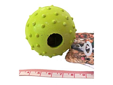 Tatrapet hračka pro psa míček s výstupky a rolničkou 5 cm tvrdá guma fosforová