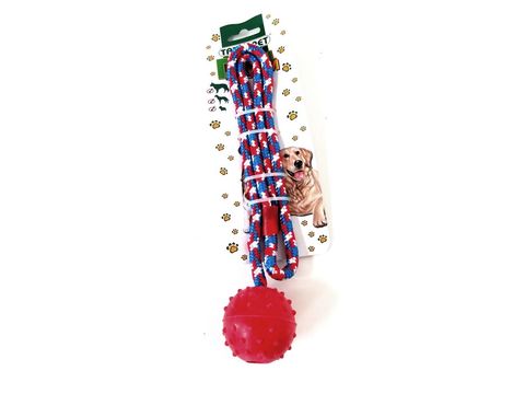 Tatrapet hračka pro psa míček průměr 5 cm na šňůře 40 cm tvrdá guma červená