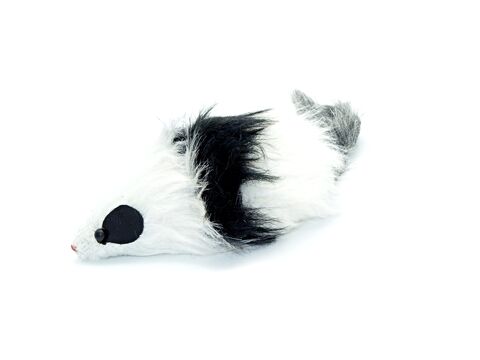Flamingo hračka pro kočku myš 11,5 cm chrastící bílo černá