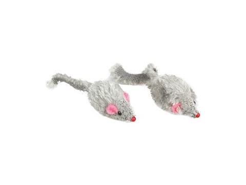 Flamingo hračka pro kočku myš chrastící 5 cm 12 ks šedá