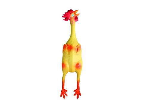 Flamingo hračka pro psa kuře pískací 49 cm latex oranžová