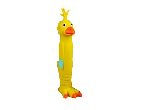 Flamingo hračka pro psa pískací kuře 13 cm latex s výplní žlutá
