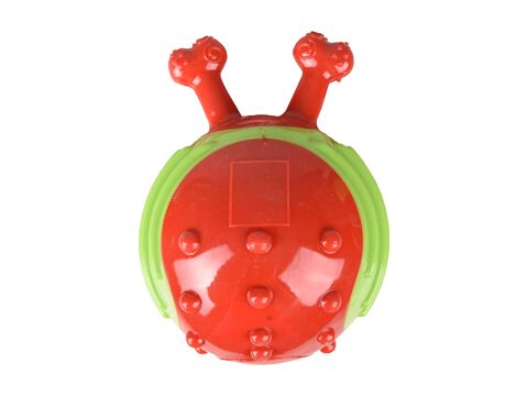 Flamingo hračka pro psa dentální míč pískací průměr 13 cm x 17 cm guma zelená a červená