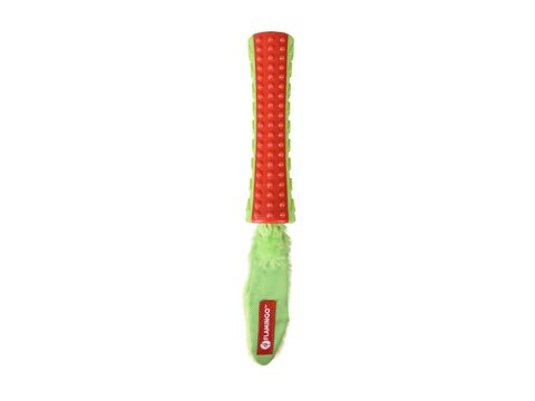 Flamingo hračka pro psa dentální válec s bavlnou pískací 37 x 5 guma zelená a červená
