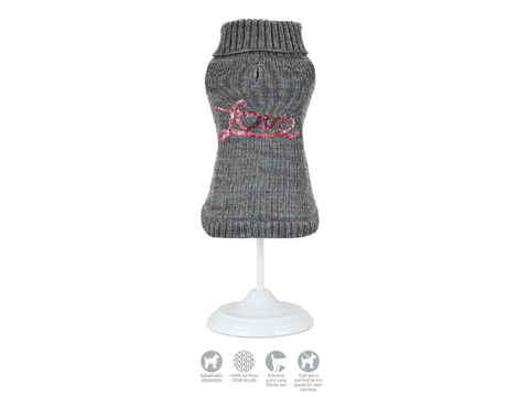 Nayeco svetr pro psa Love s nohavicemi šedý 25 cm obvod 28 cm doprodej