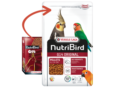 NutriBird G14 Original 1 kg - zákl. extrudy pro korely a středně vel. pap. s tuz.ov.