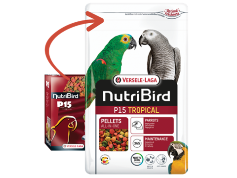NutriBird P15 Tropical 1 kg - základní extrudy pro velké papoušky s tropickým ovocem