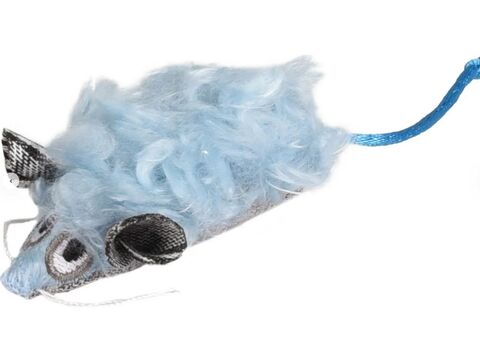 Flamingo hračka pro kočku myška s catnipem 14 cm modrá