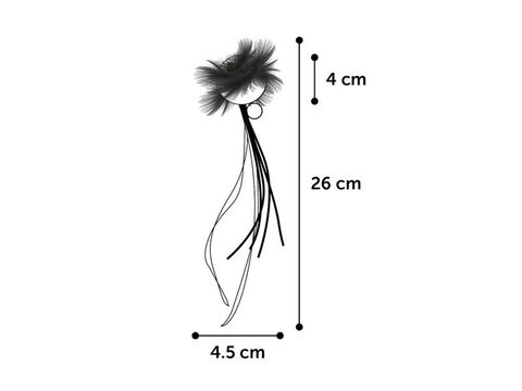 Flamingo hračka pro kočku tvrdý váleček 4,5 cm s třásněmi 26 cm růžová