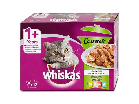 Whiskas Pure Delight výběr kousků v želé 12 x 85 g kapsa, hovězí, kuře, losos, tuňák